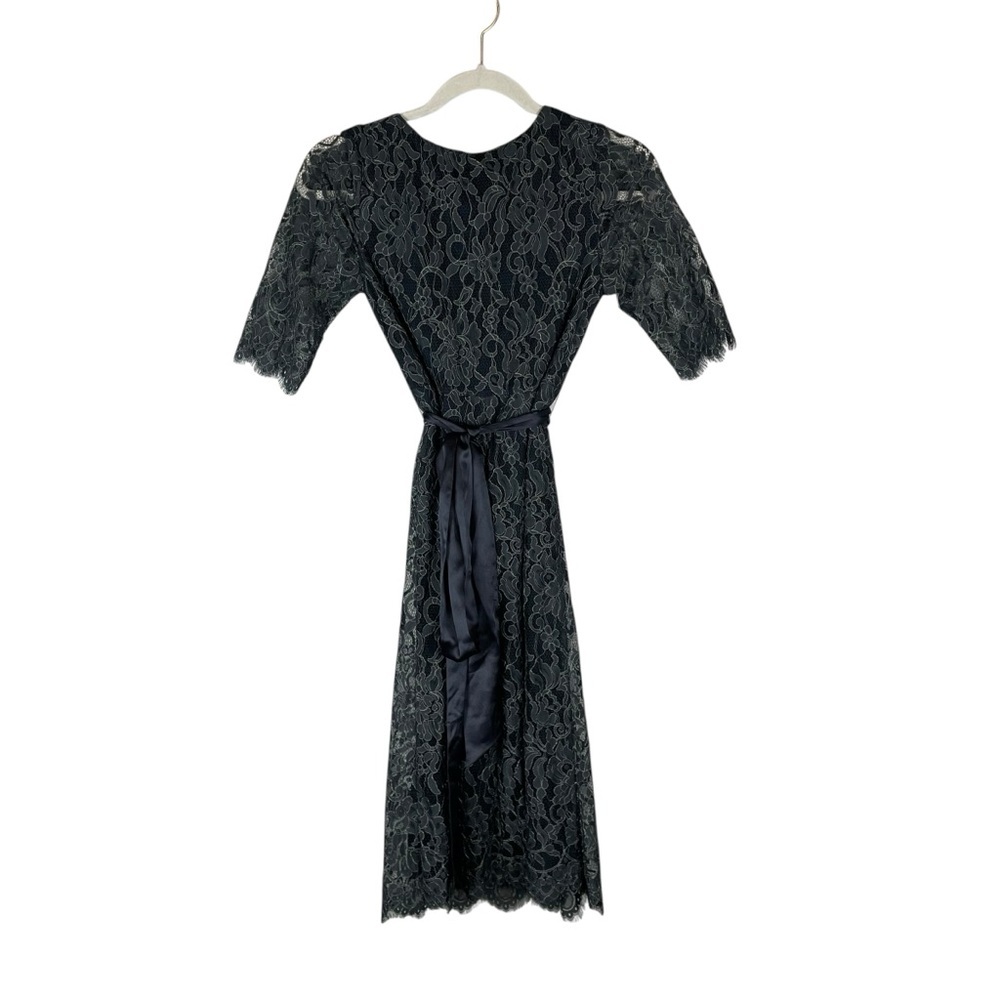Seraphine Luxe Teal Lace Maternity Dress with Silk Sash Belt Size 2 - Picture 8 of 9